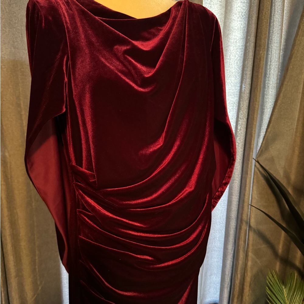 Velvet dress with capelet, worn once